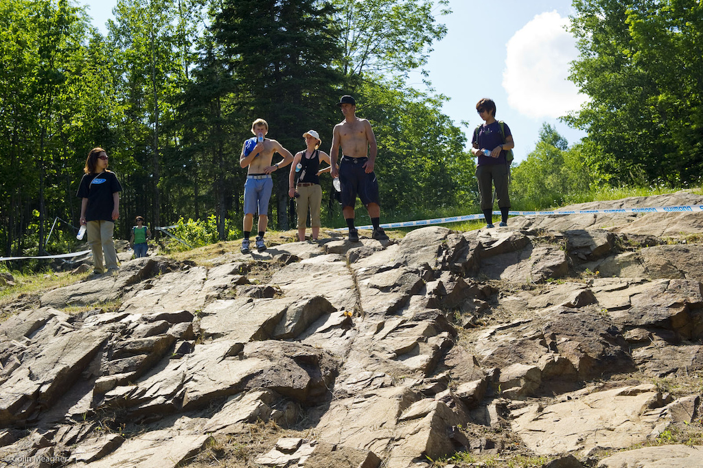 With no 4X to cater to the track now rolls straight-away through the old 4X rock garden before veering down and finishing on the old 4X track. It s fine for 4X bikes as the track rolls to the finish but it will be damn hard for exhausted racers to mash through that last bit.