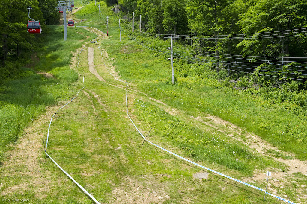 Another track re-route this one below the infamous hip rather than veer left and then straight the track is veering right before hooking left to careen into the woods for the main rock garden.
