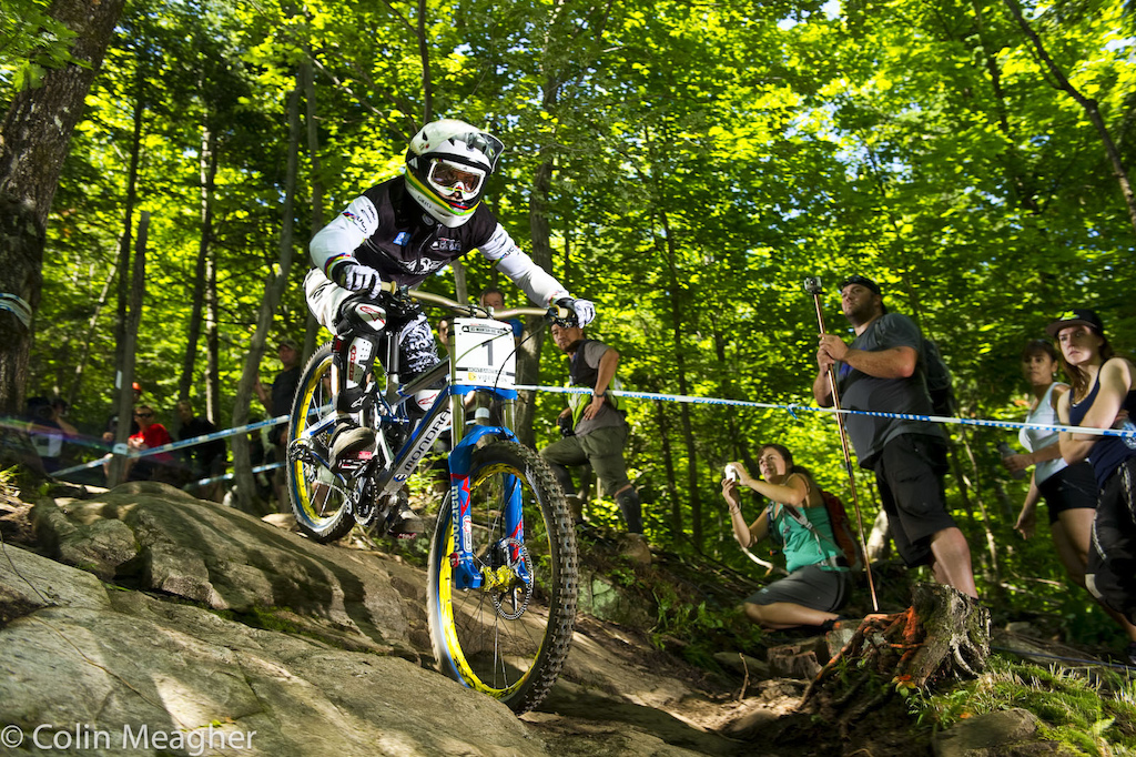 Remember the shot of that chain ring scraped rock from the track walk Yeah chalk up another victom to that rock or another one like it Emmeline Ragot smashed and bent her chain guide somewhere in that area. Pedaling was not an option Ragot could only pump the lower section. Mechanicals are a part of racing but finishing 2.388 seconds off pace when you cannot go full tilt even though you have the horses was a bitter pill for Ragot.