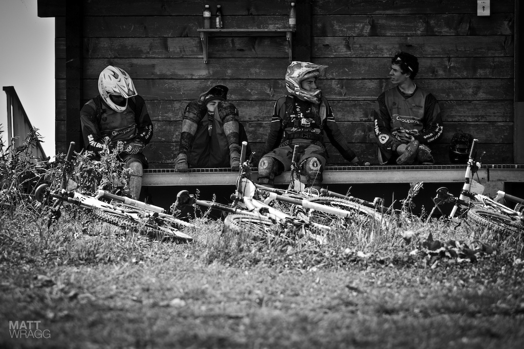 Chilling at the top before race runs.