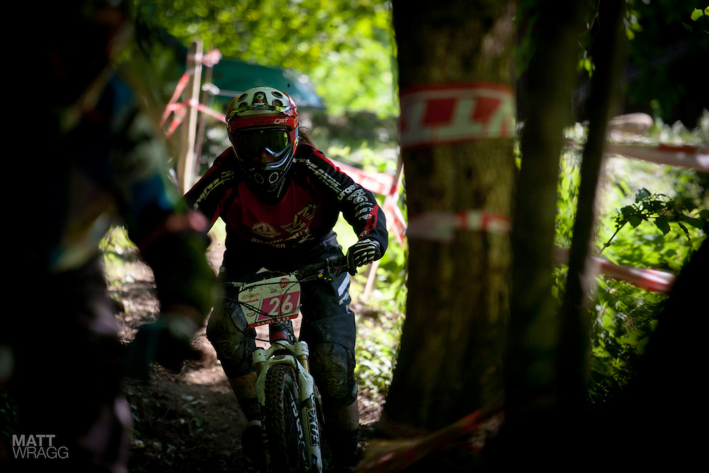 Morgane chasing down the rider in front.