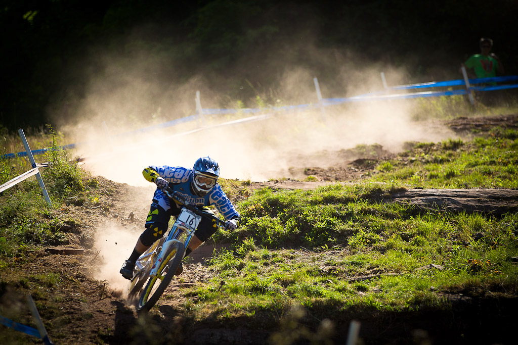 CRC Nukeproof team during first practice for the UCI World Cup in Windham