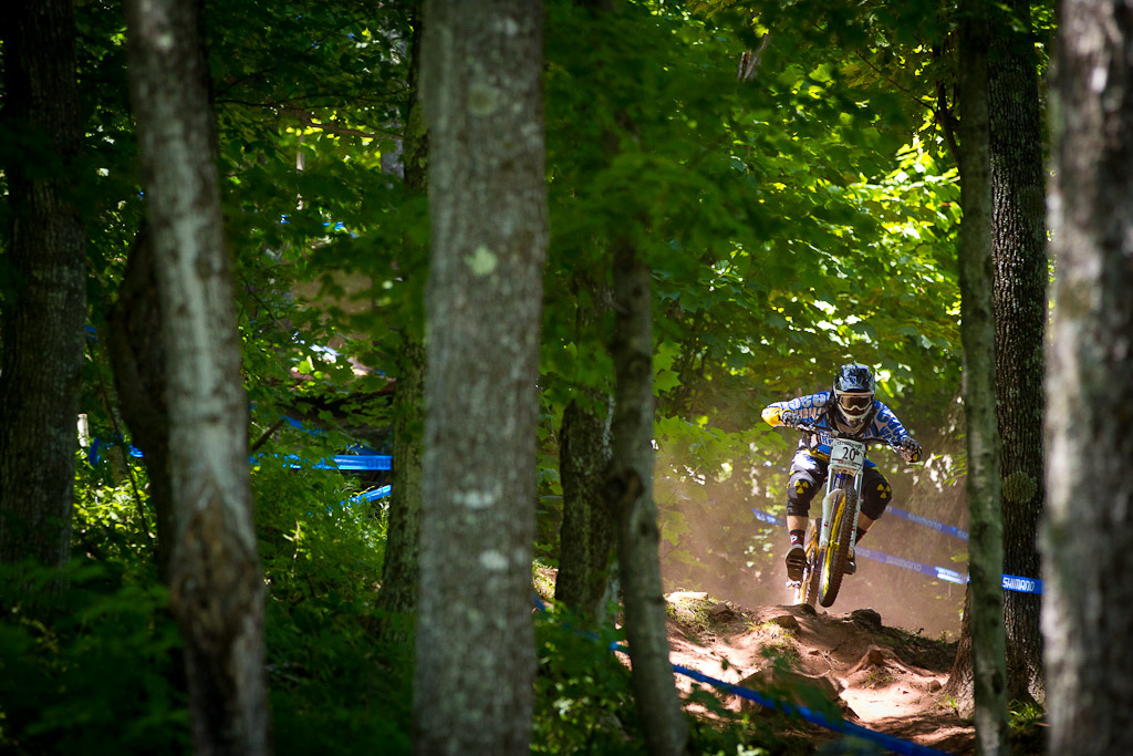 CRC Nukeproof team during first practice for the UCI World Cup in Windham