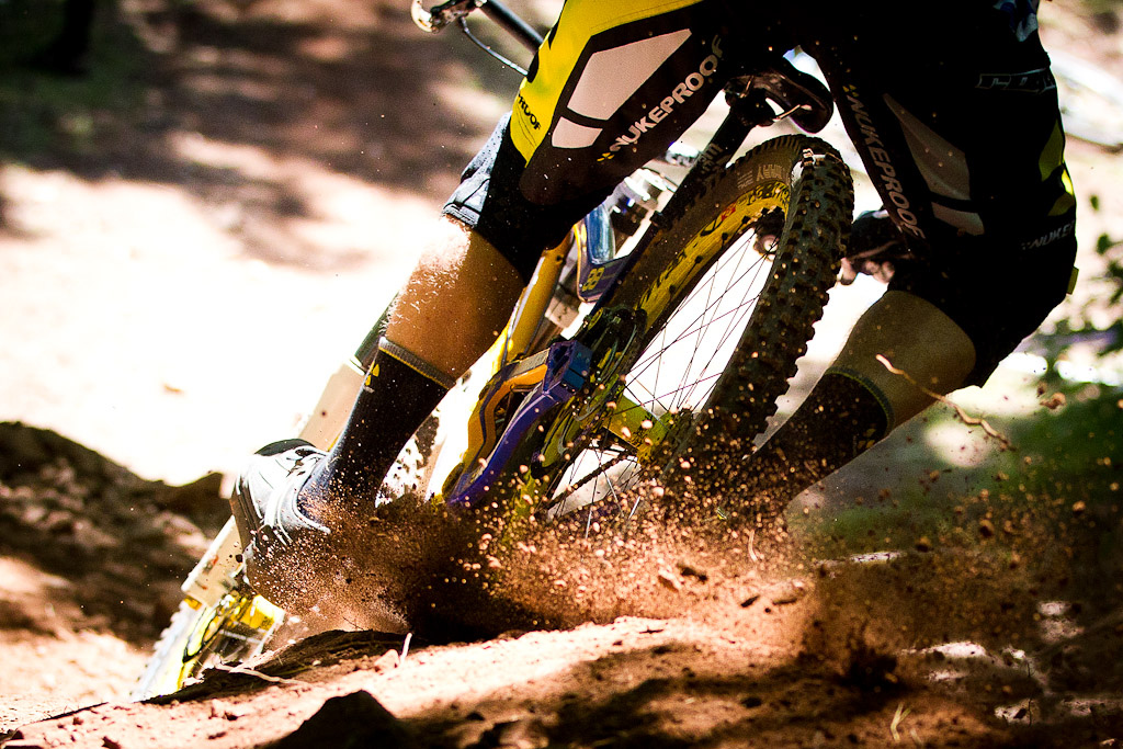 CRC Nukeproof team during first practice for the UCI World Cup in Windham