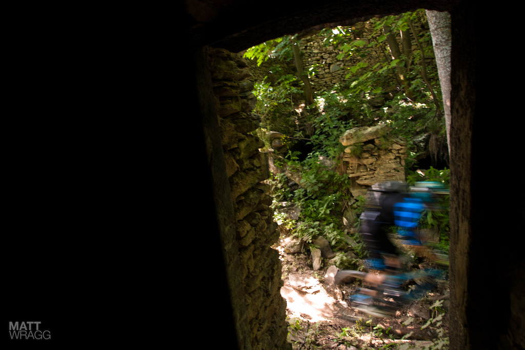 Passing through the ruins.
