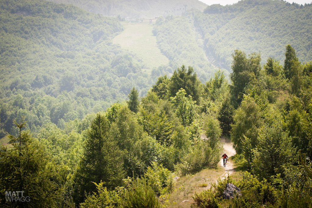 Descending the final ridge.