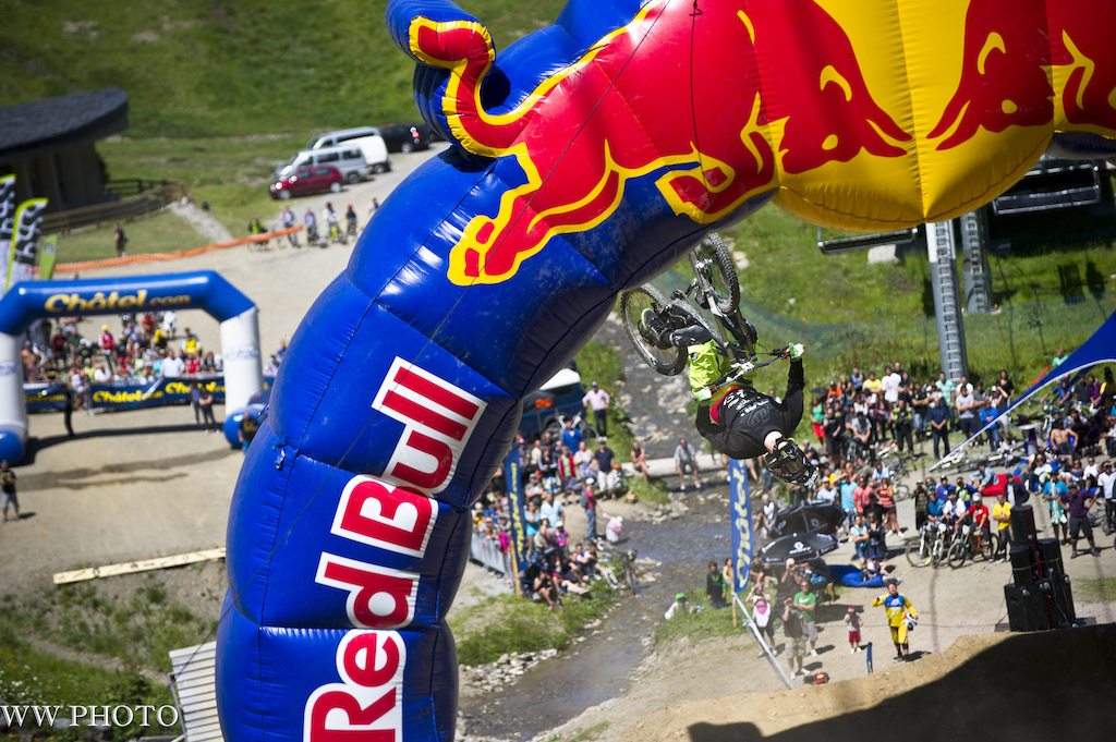Flipping into the finish area.
