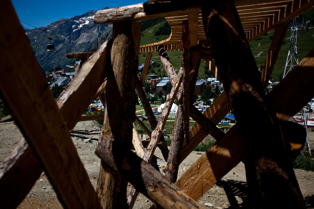 The iXS Slopestyle course at Crankworx Les deux Alpes in France.