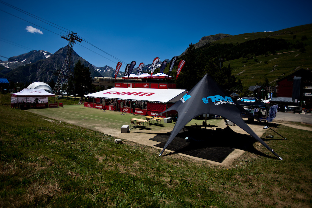 Teva and SRAM at Crankworx Les deux Alpes in France.