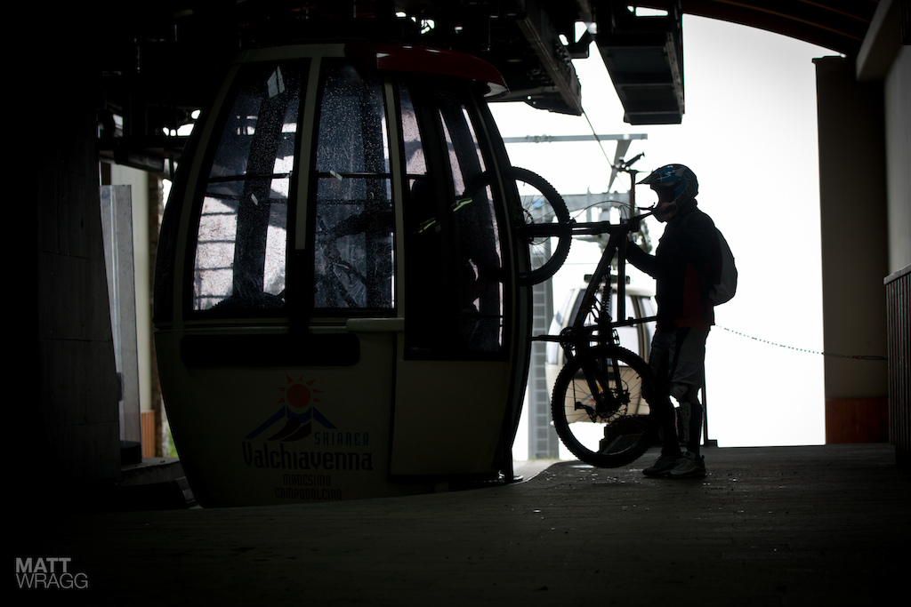 Getting out of the gondola.