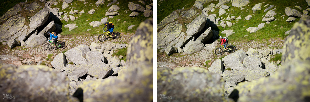 Among the rocks.