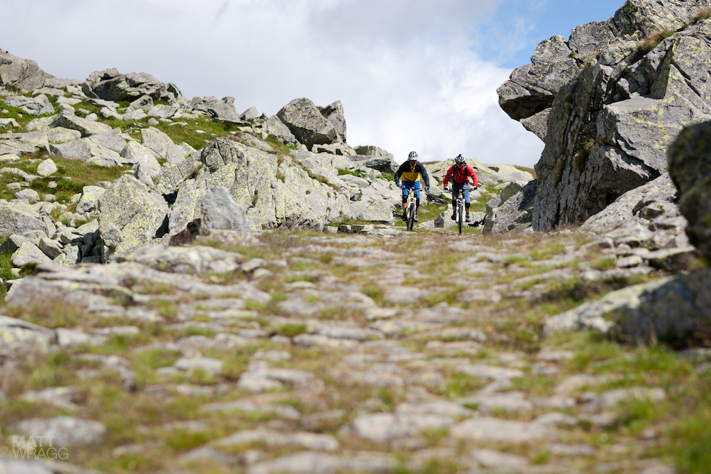Along the medieval cobbles.