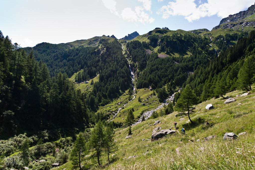 Leaving the gorge into alpine meadows.