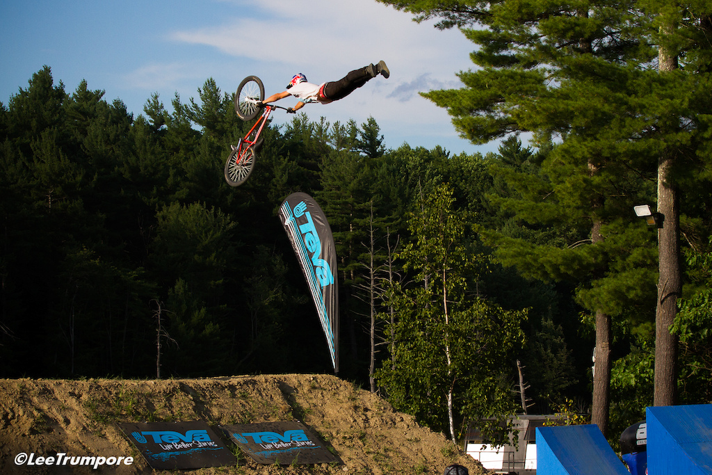 2 qualifier for slope style finals throwing a huge superman over the 40ft RedBull Freebird jump