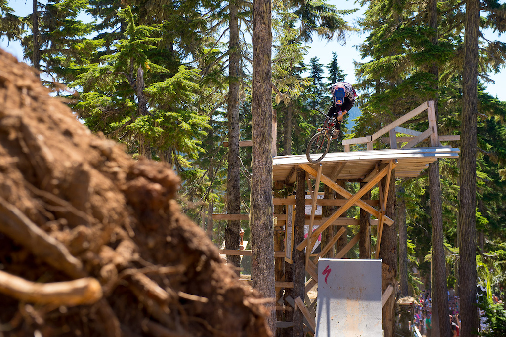 Brandon Semenuk truckdriver up the step up on his way to winning the 2012 Bearclaw Invitational