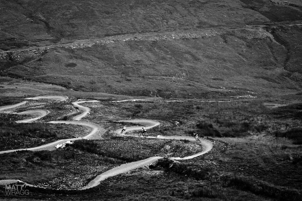 The series of turns at the top of the red run.