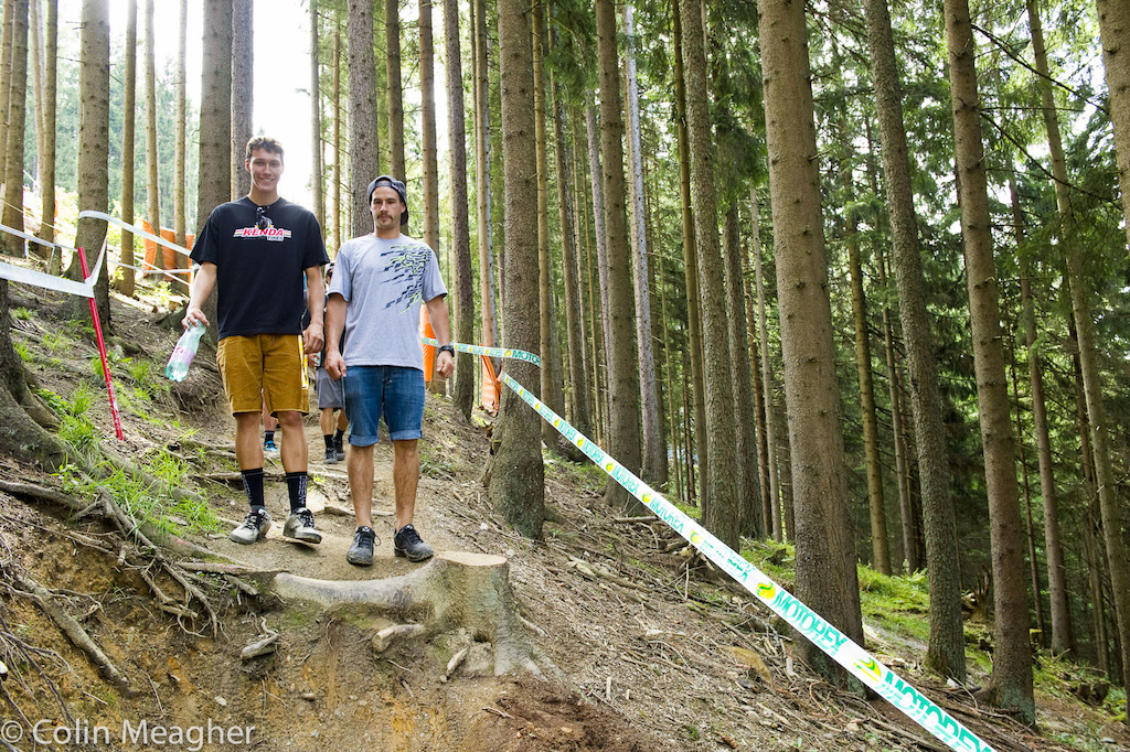 There were a lot of fresh looking stumps alongside the track opening it up and as some racers claimed dumbing it down. Byrn Atkinson noted that the more open terrain allows riders better lines of sight in a few zones which allows them to push it harder. From there it starts to become even more of a mental game as racers holding down a time that can podium are also holding up a speed that guarantees that a crash will be felt for a long long time.
