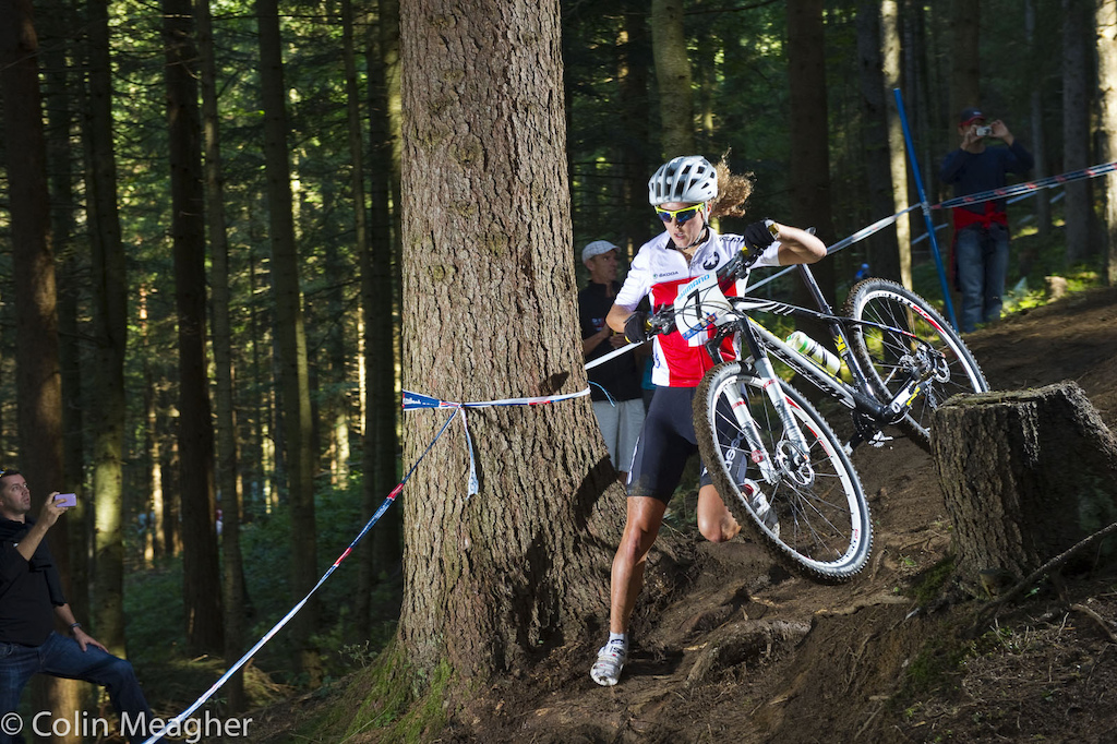 Joland Neff came out swinging in the Women s U23 Race Conditions were still ridiculously slick--traction was basically non existent in more than one section of track forcing many riders to run anything remotely steep--up or down.