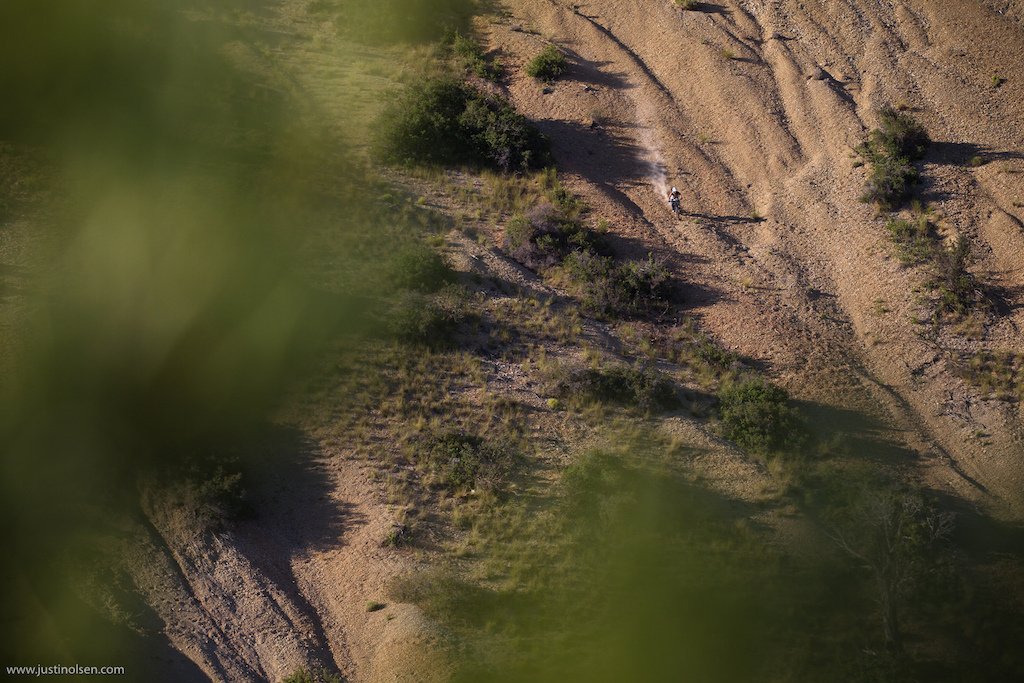 When scouting lines from a distance it is hard to tell what type of dirt you are dealing with. Sometimes something can look really good but turns out to be to firm or to loose to ride well. This can be especially frustrating when you are hiking 1000 ft to get to the top of your line. Bourdo is the type of guy that isn t bothered by these kinds of details. He just rides it all and lets the filmmakers sort out what is usable .