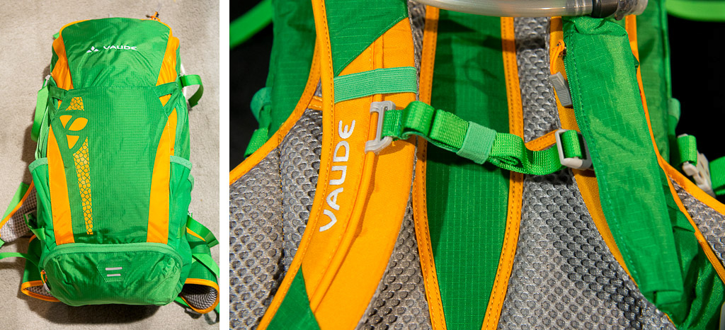 Vaude have been in the pack making business for a good many years and they have a few new hydration offerings. The Tracer comes in 15 20 and 25 liter versions with a 2 liter reservoir and it has great storage and opens almost completely for easy access to all the contents of the main compartment.