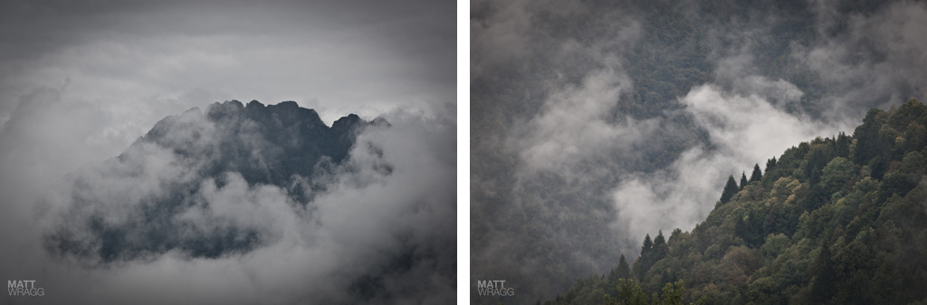 Misty mountains.