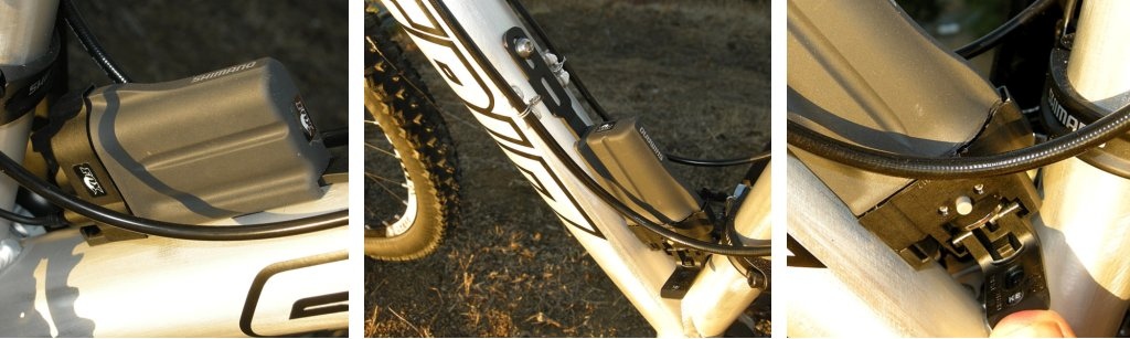 Fox Racing Shox iCD battery plugs into a frame mounted receptical. Both parts are identical to Shimano Di2.