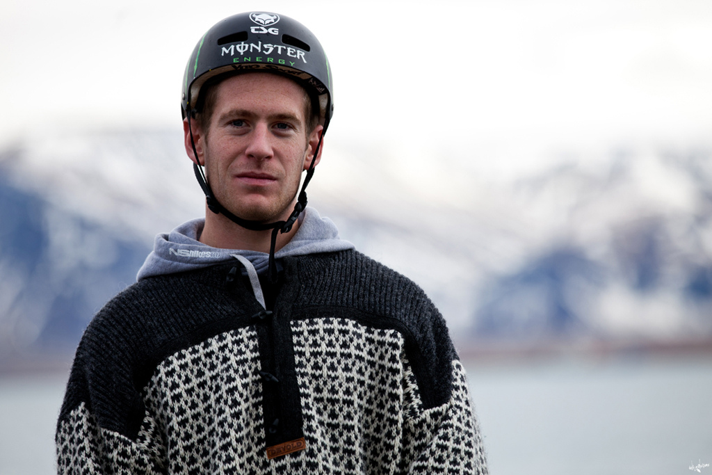 sam wearing his icelandic sweater