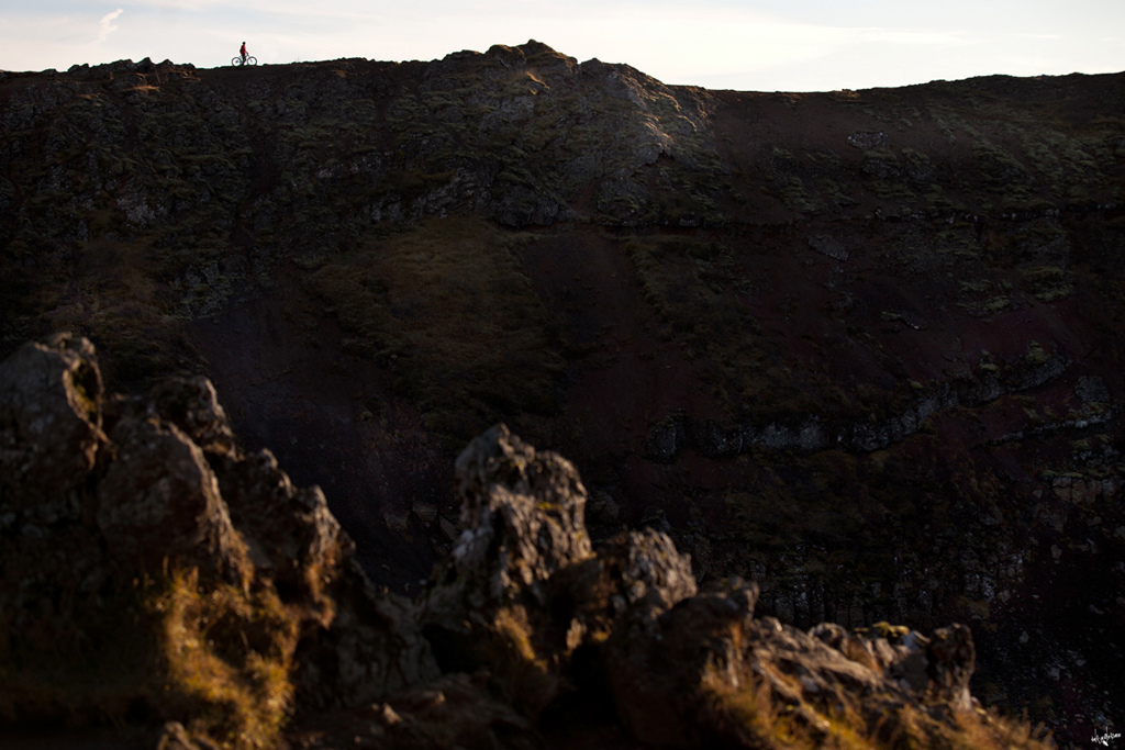 grant standing on the opposite side of an inactive vulcano kerid