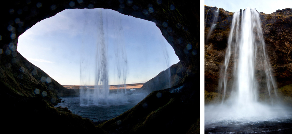 the view with from behind the waterfall